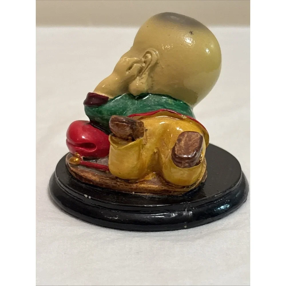 Set of 2 Baby Buddha Figurines Paperweights Hear No Evil Speak No Evil Decor